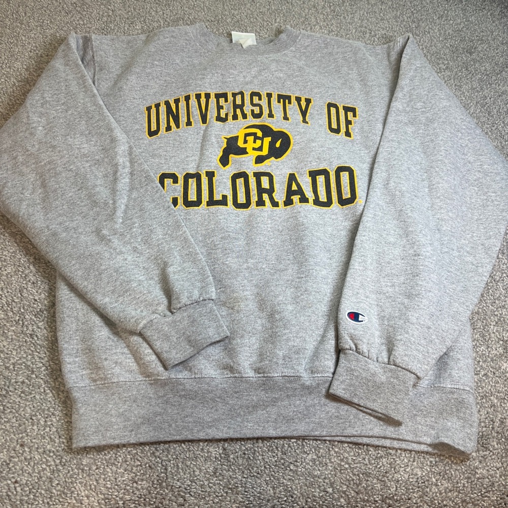 vtg y2k Champion Sweatshirt Mens Medium Gray University of Colorado Buffaloes